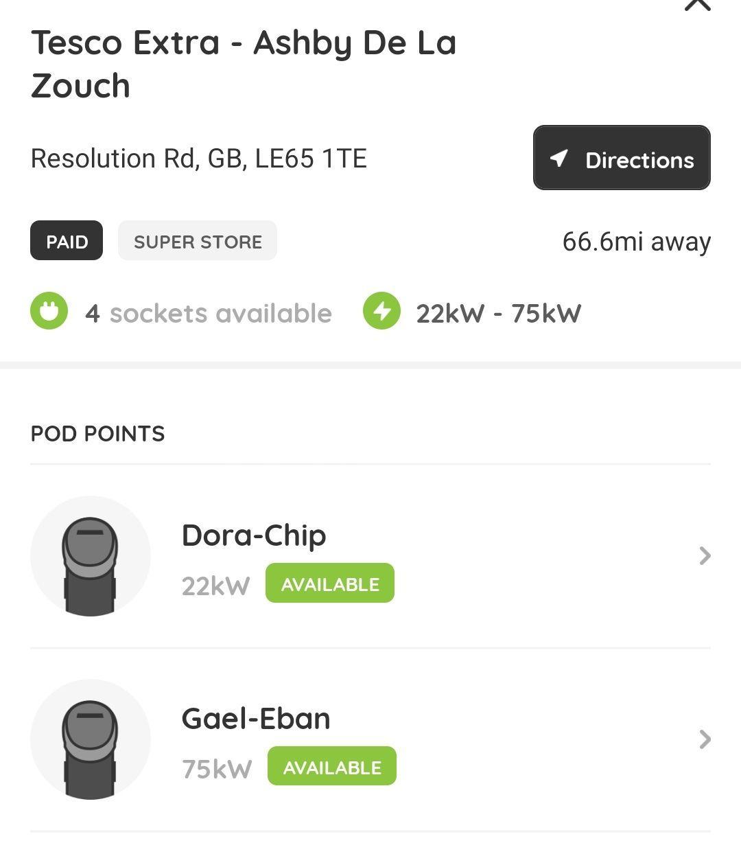 Tesco Extra Resolution Rd , AshbydelaZouch , LE65 1TE , UK EV