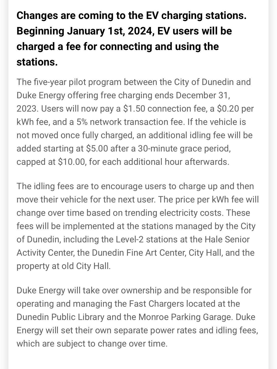 Dunedin City Hall Dunedin, FL EV Station