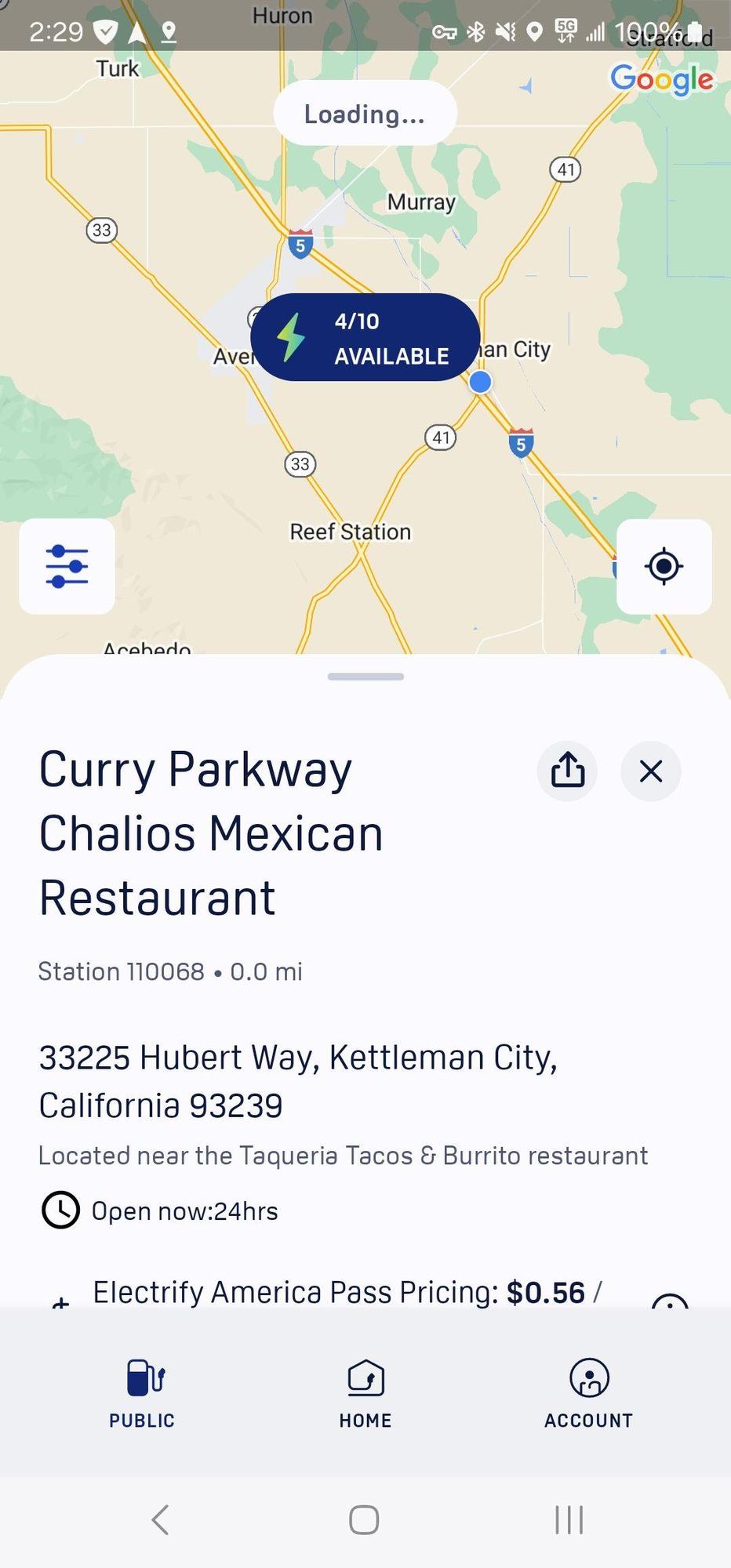 Chalios Mexican Restaurant Kettleman City, CA EV Station