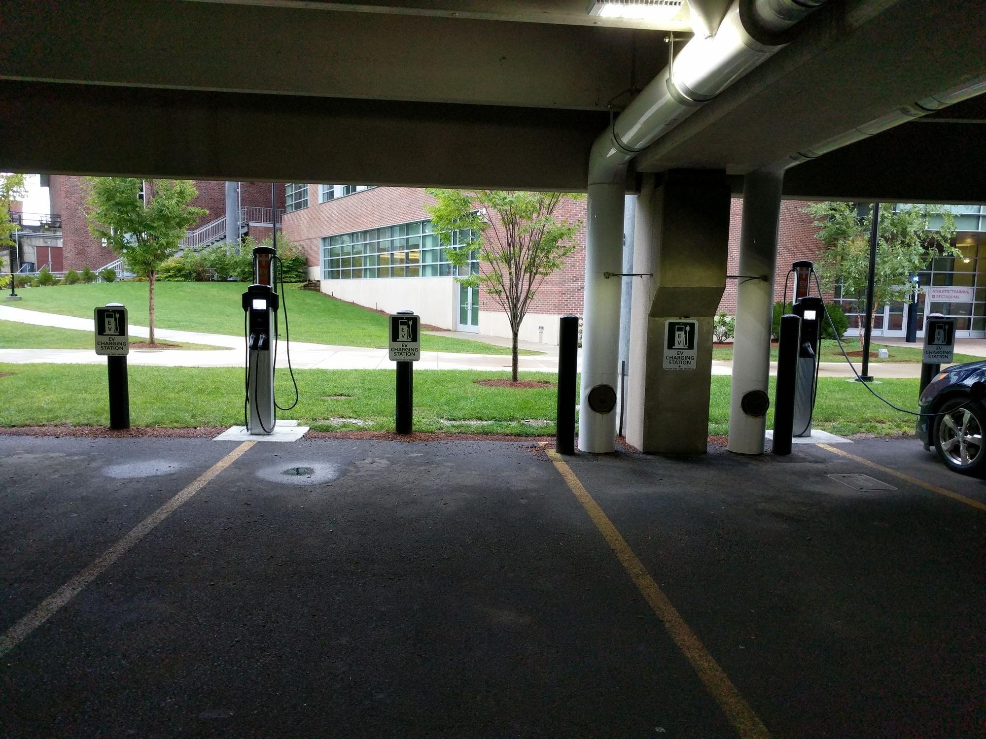 WPI Ballfield Inside Parking Garage Worcester, MA EV Station
