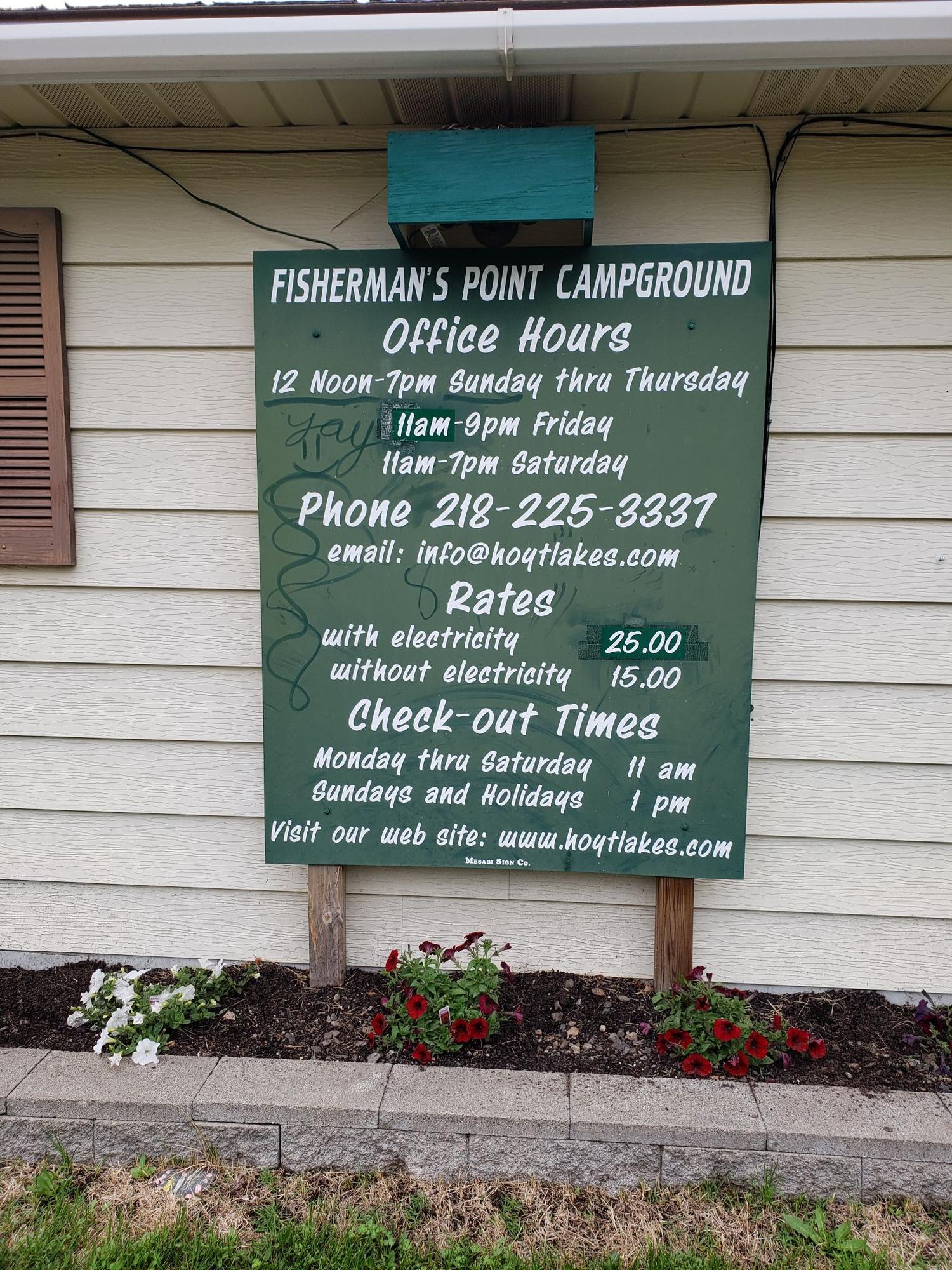 Fisherman's Point Campground Hoyt Lakes, MN EV Station