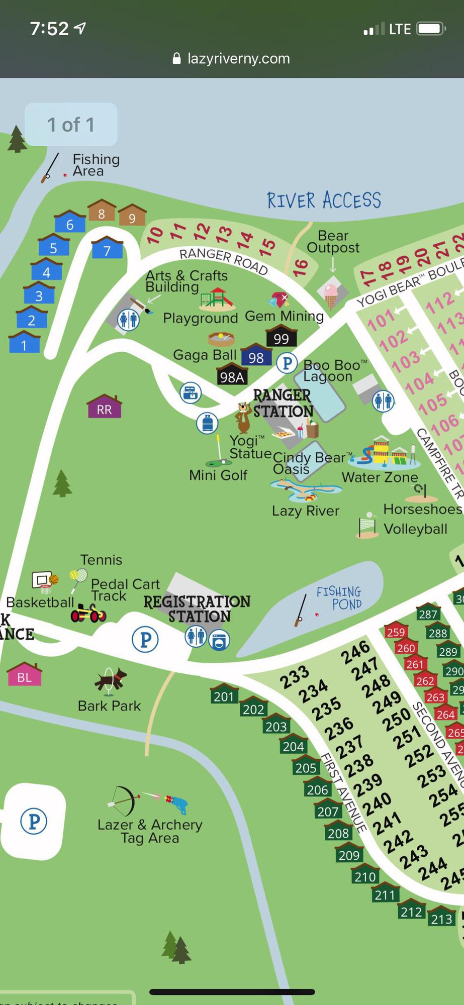 Yogi Bear Campground Map