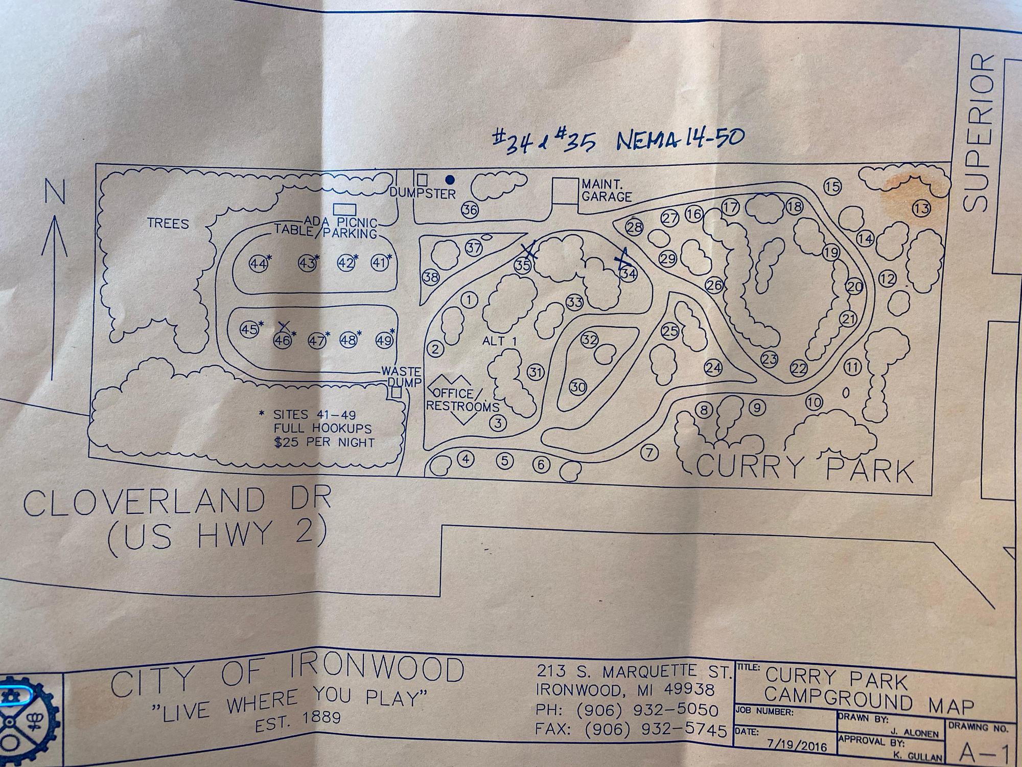 Curry Park RV Campground Ironwood, MI EV Station