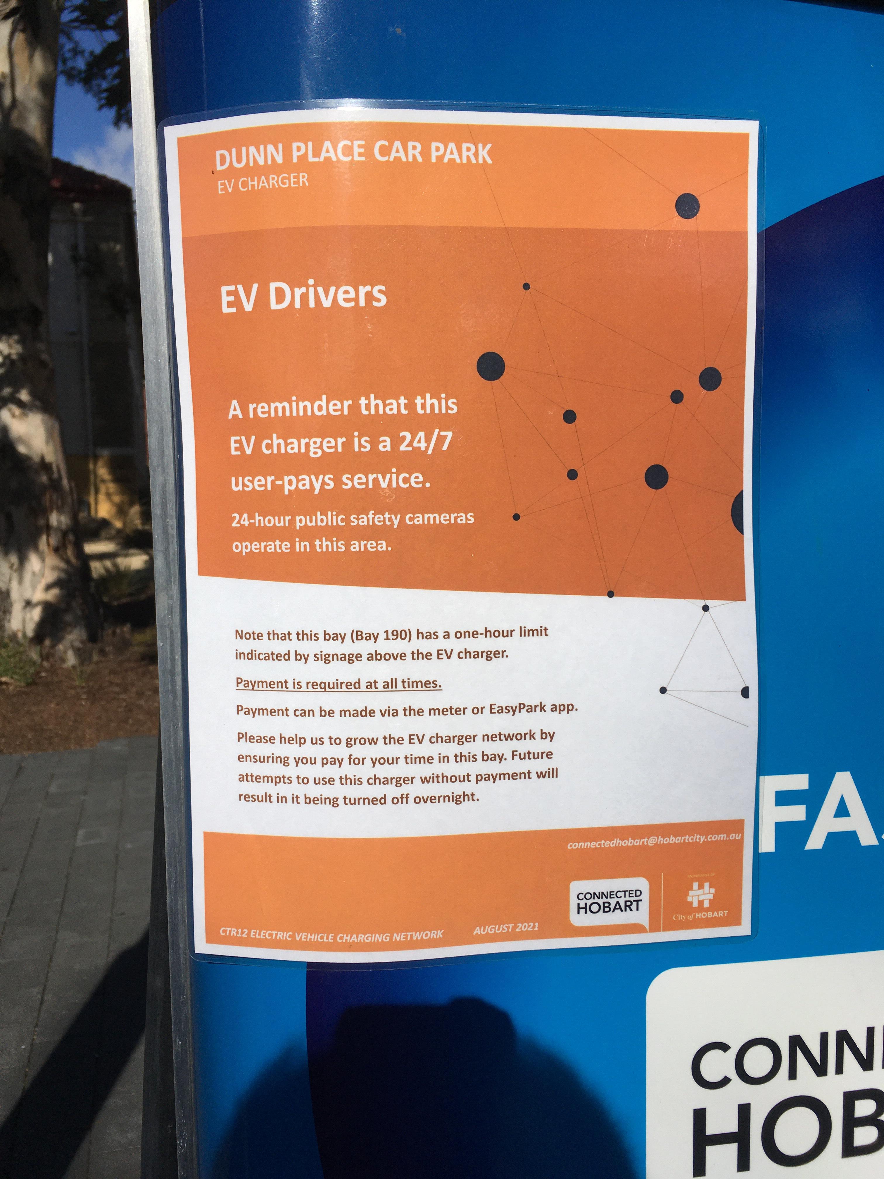 Dunn Place Car Park Hobart, TAS EV Station