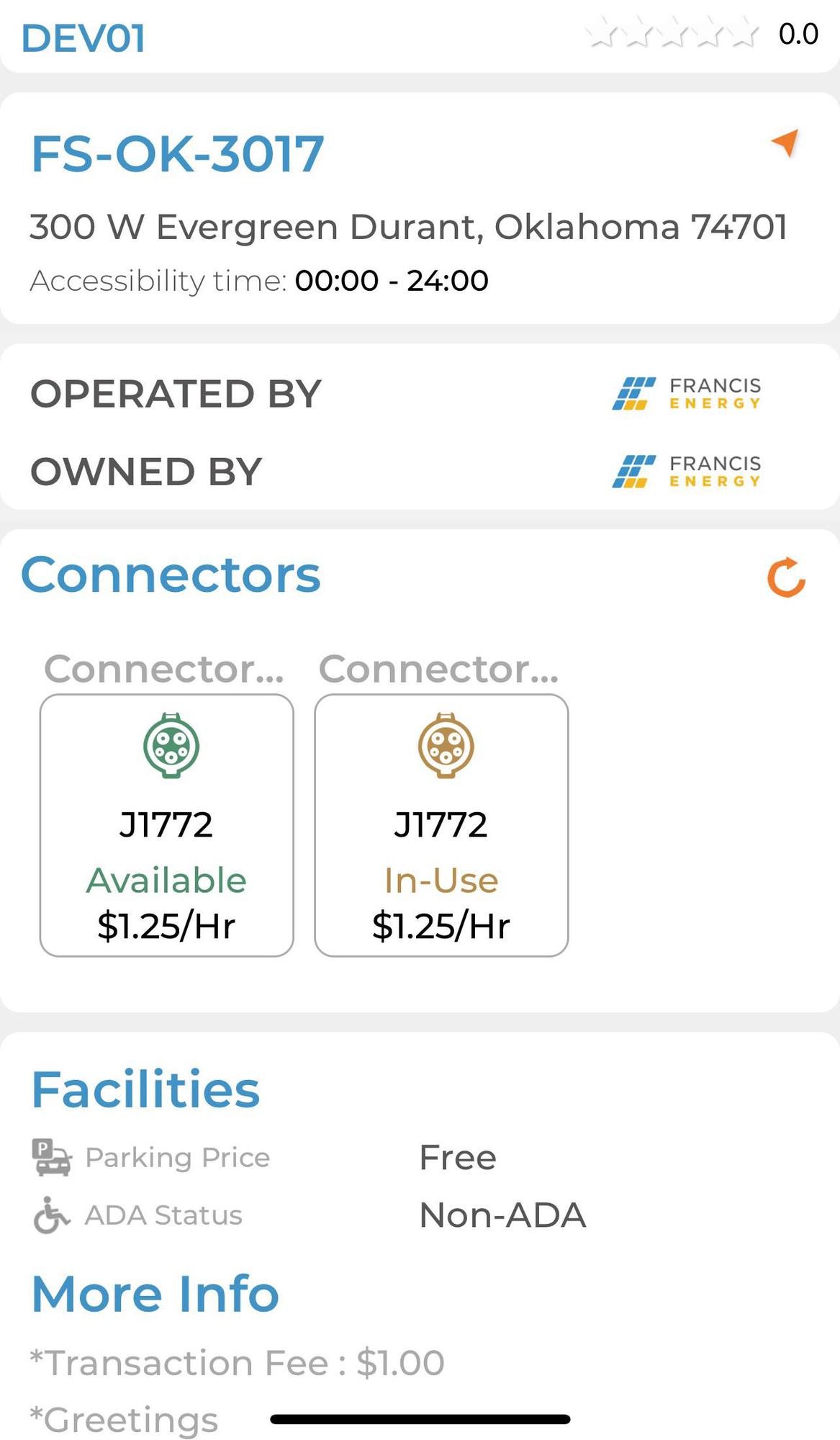 Durant City Hall Durant, OK EV Station